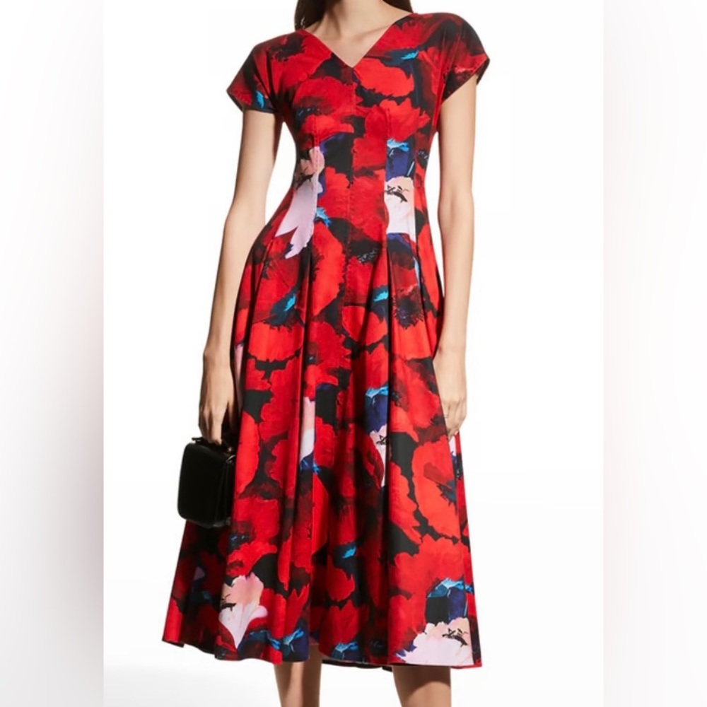 Talbot Runhof Poppy Print Midi Dress - worn once for 2 hours